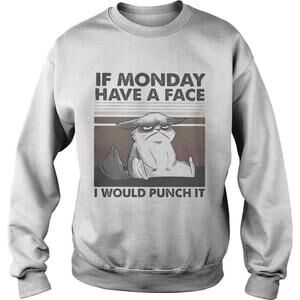 If Monday Have A Face I Would Punch It Cat  Retro Sweatshirt